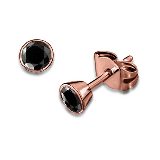 Round Black Diamond Earrings