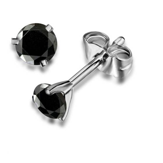 Round Black Diamond Earrings