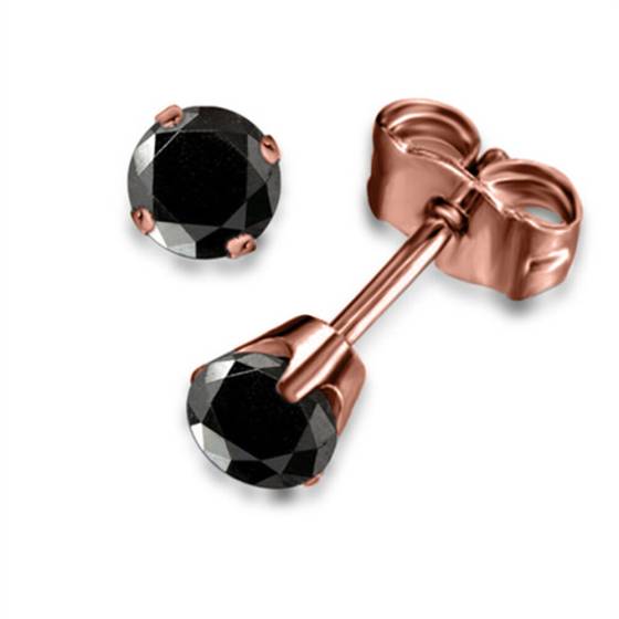 Round Black Diamond Earrings