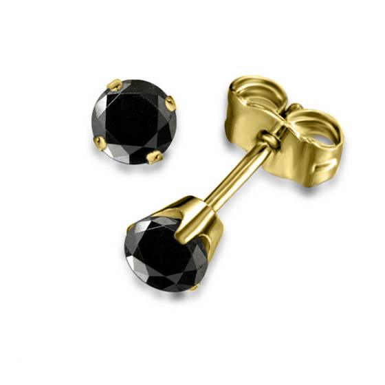 Round Black Diamond Earrings