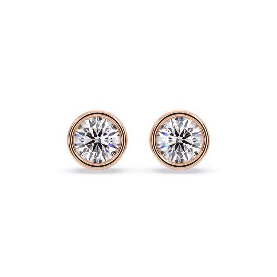 Solitaire Rub Over Diamond Bezel Set Stud Earrings