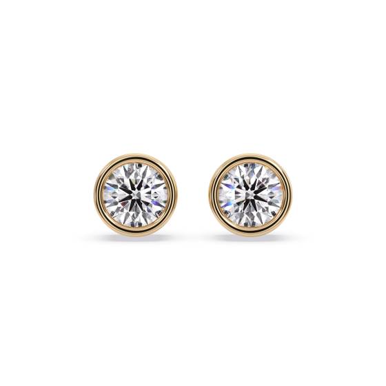 Solitaire Rub Over Diamond Bezel Set Stud Earrings