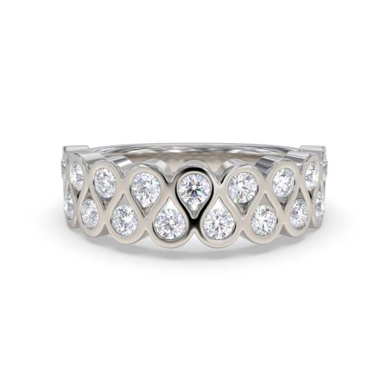 Two Row Round Diamond Bezel Set Eternity Ring