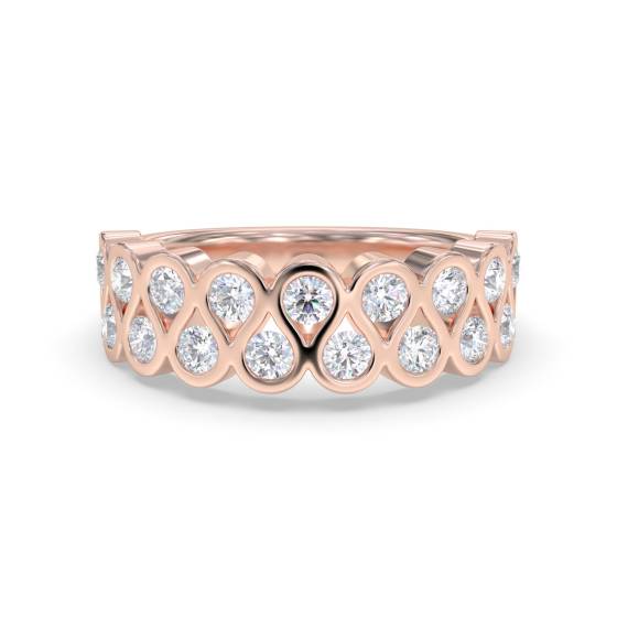 Two Row Round Diamond Bezel Set Eternity Ring
