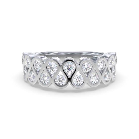 Two Row Round Diamond Bezel Set Eternity Ring