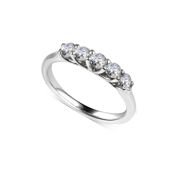 0.75ct VS/E-F Round Natural Diamond 5 Stone Ring