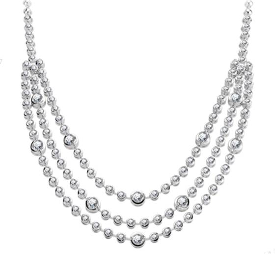 8.25ct Elegant Three Strand Round Diamond Necklace