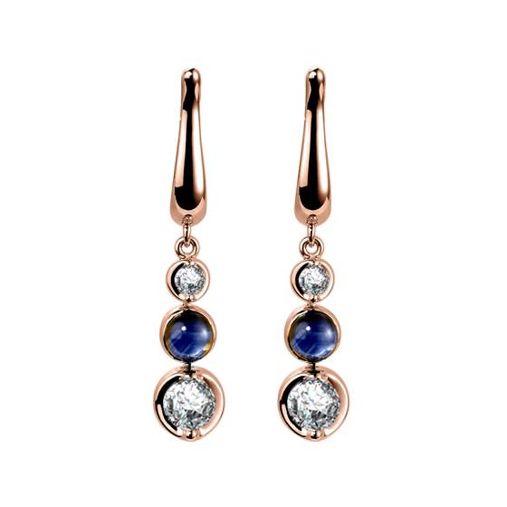 Blue Sapphire and Diamond Drop Earrings