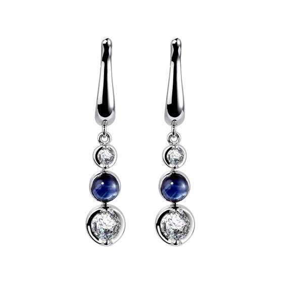 Blue Sapphire and Diamond Drop Earrings