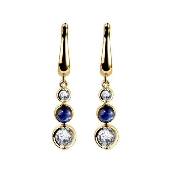Blue Sapphire and Diamond Drop Earrings
