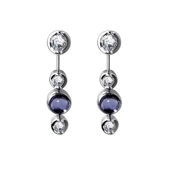 Blue Sapphire and Diamond Drop Earrings