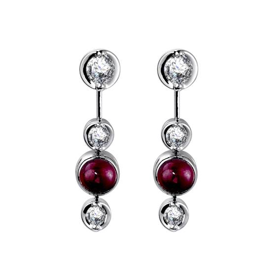 Ruby and Diamond Bezel Set Earrings