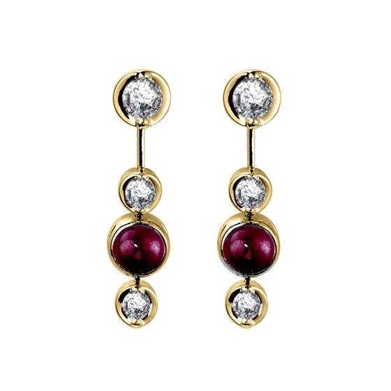 Ruby and Diamond Bezel Set Earrings