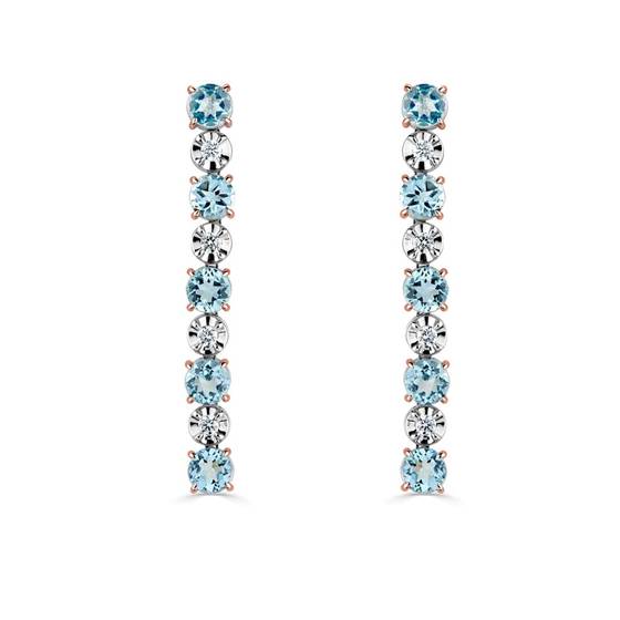 Aquamarine and Diamond Drop Earrings