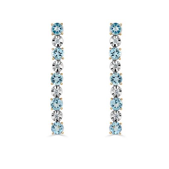 Aquamarine and Diamond Drop Earrings