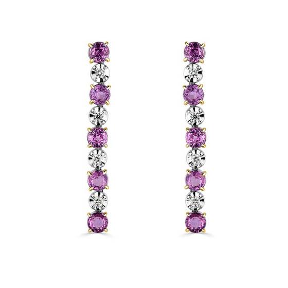 Pink Saphhire and Diamond Drop Earrings