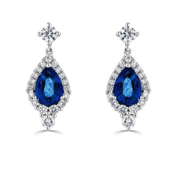 2.45ct Blue Sapphire Pear Drop Earrings