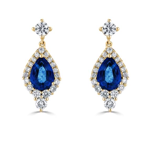 2.45ct Blue Sapphire Pear Drop Earrings