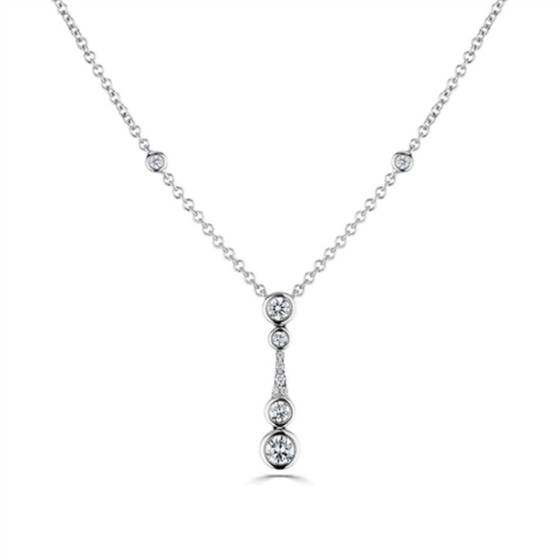 0.56ct VVS/E-F Natural Diamond Icicle Drop Necklace