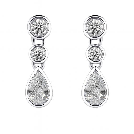 Pear and Round Small Droplet Drop Earrings