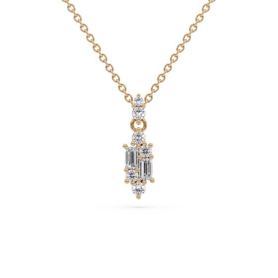Round & Baguette Diamond Small Reflection Necklace