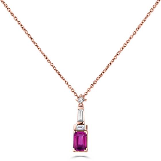 090ct Diamond and Ruby Art Deco Necklace