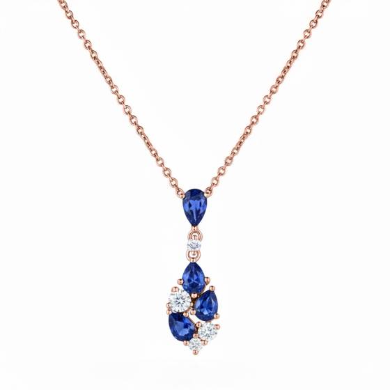 110ct Diamond and Blue Sapphire Scatter Pear Necklace