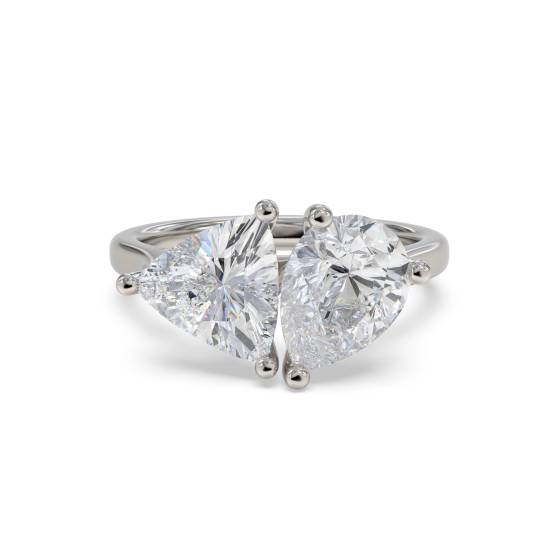 Pear and Trillion Two Stone Diamond Ring