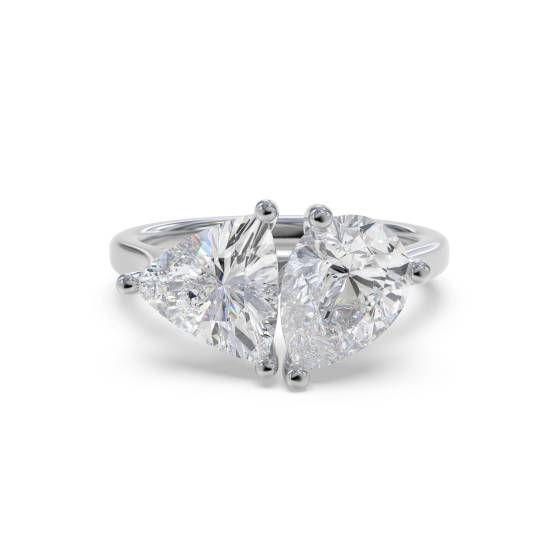 Pear and Trillion Two Stone Diamond Ring