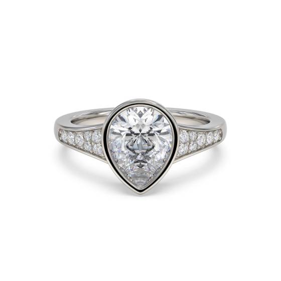 Pear and Round Diamond Shoulder Set Ring