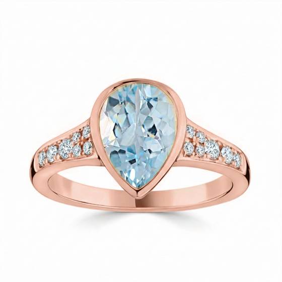 1.90ct Pear Cut Aquamarine Gemstone Ring