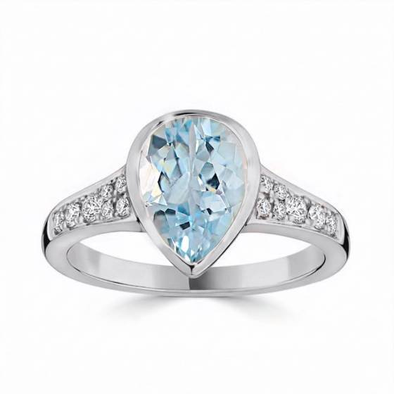 1.90ct Pear Cut Aquamarine Gemstone Ring