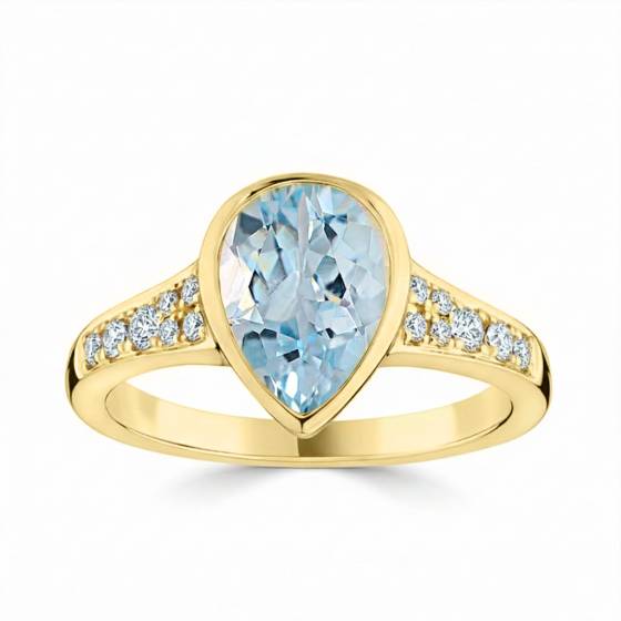 1.90ct Pear Cut Aquamarine Gemstone Ring