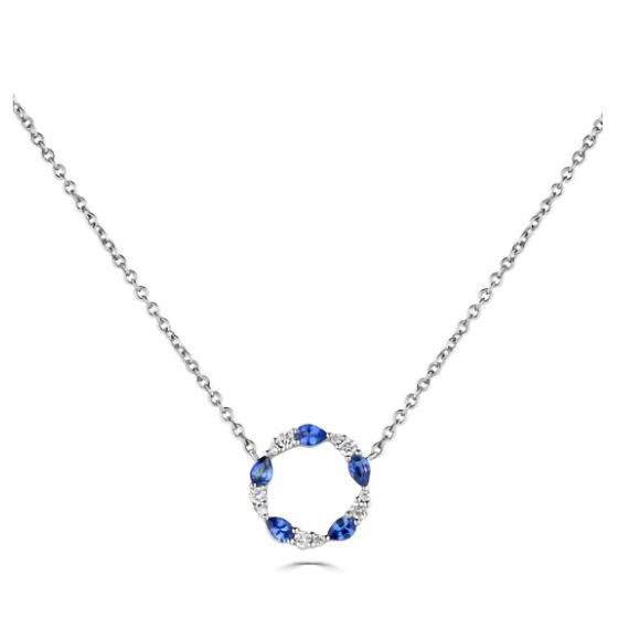 0.50ct VS/F-G Blue Sapphire and Diamond Circle Necklace