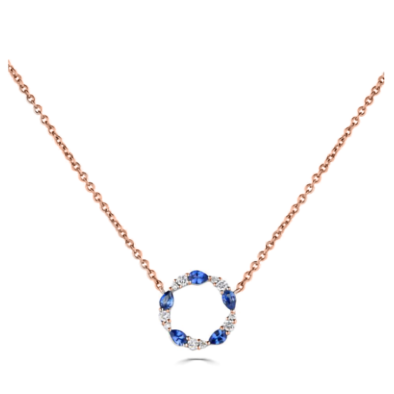 0.50ct VS/F-G Blue Sapphire and Diamond Circle Necklace