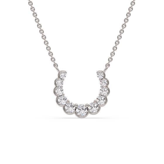 Round Diamond Set Horseshoe Necklace