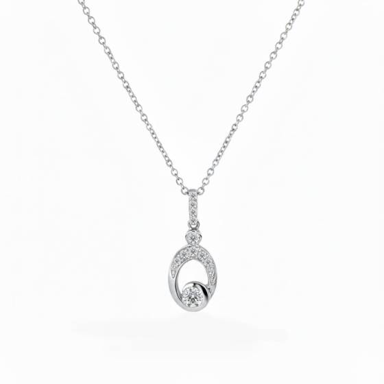 0.30ct Wave Diamond Drop Pendant and Chain