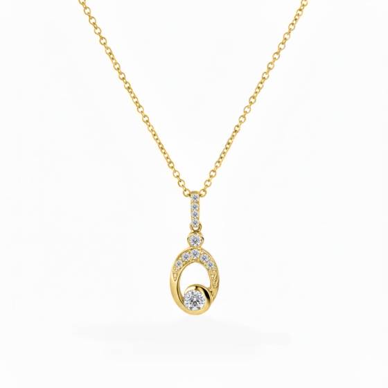 0.30ct Wave Diamond Drop Pendant and Chain