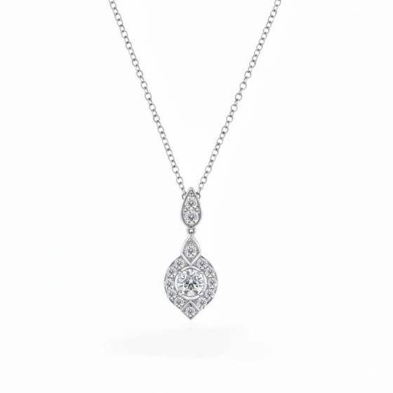 0.60ct Vintage Diamond Drop Pendant and Chain
