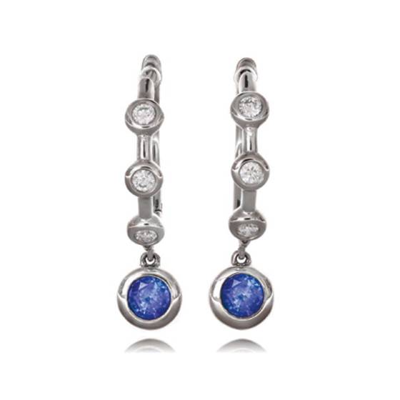 0.45ct Blue Sapphire and Diamond Bezel Set Hoop Earrings