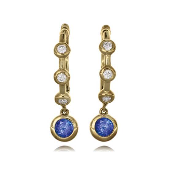 0.45ct Blue Sapphire and Diamond Bezel Set Hoop Earrings