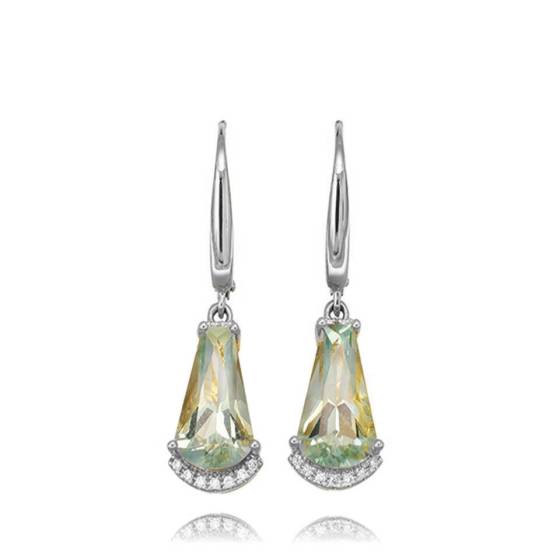 0.10ct Green Amethyst and Diamond Fan Drop Earrings