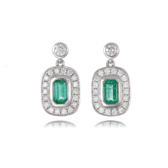 0.40ct Emerald and Diamond Drop Earrings