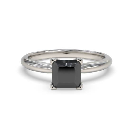 Princess Black Diamond Solitaire Ring