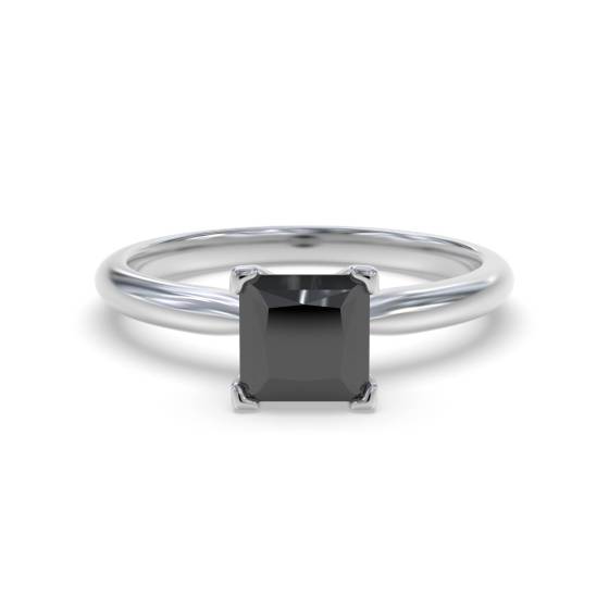 Princess Black Diamond Solitaire Ring