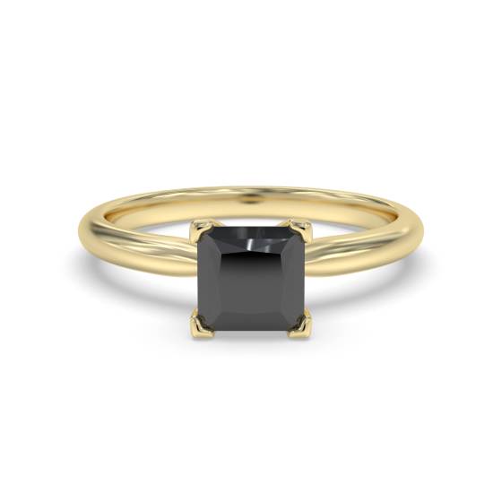 Princess Black Diamond Solitaire Ring