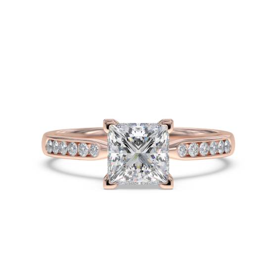 Princess & Round Diamond Engagement Ring