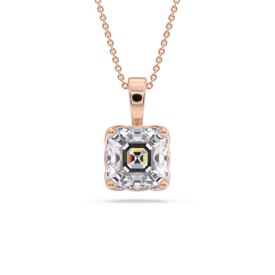 Asscher Diamond Solitaire Pendant