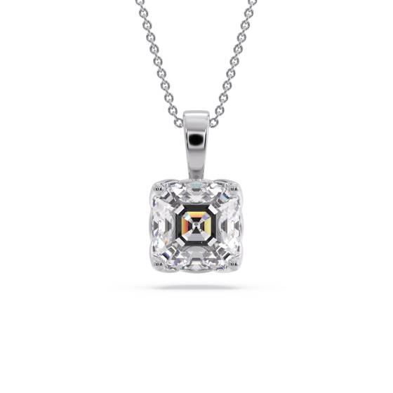Asscher Diamond Solitaire Pendant
