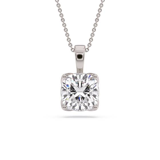 Cushion Diamond Solitaire Pendant